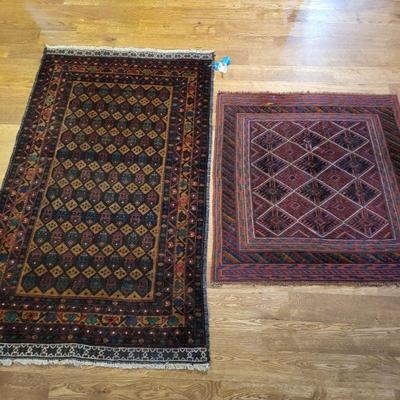 Old Mishwani Kilim Rug & Afghan Baluchi Rug - Hand Knotted