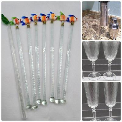 Cocktail Glasses, Glass Swizzle Sticks & More