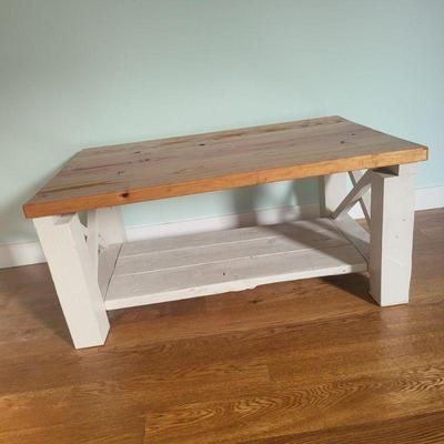 Farm House Style Coastal Wood Coffee Table