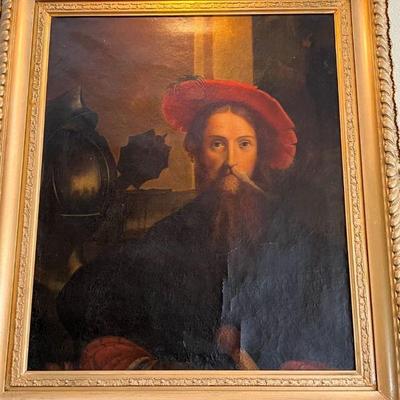 Antique copy of the portrait of Gian Galeazzo Sanvitale, Count of Fontanellato by Parmigianino (1524) in ornate gold frame. *Note: The...