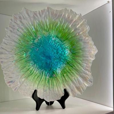 Blenko glass piece. This piece beautiful example of their artistry, showcasing their signature iridescent glass and distinctive organic...