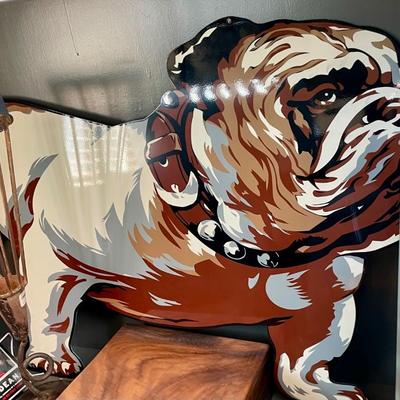 Vintage Mack Truck Bull Dog Porcelain Sign.