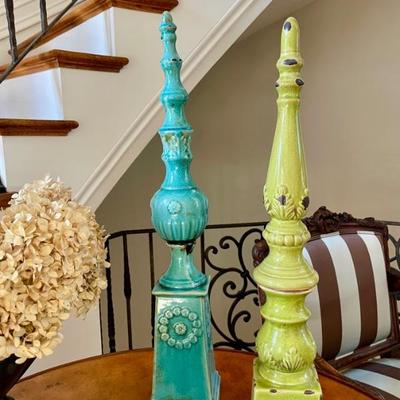 Decorative Ceramic Green Obelisks - Transform your home or office decor with our exquisite Green Ceramic Obelisk—where modern elegance...