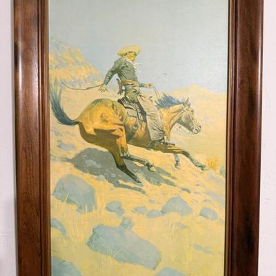 Framed Vintage Art - "The Cowboy" Federic Remington