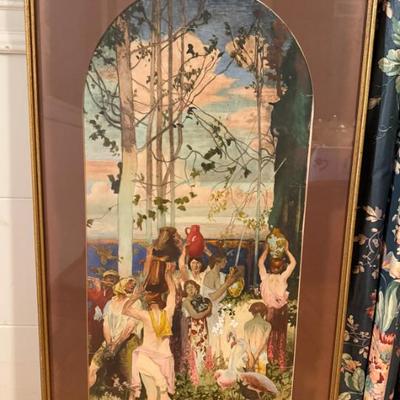 Watercolor "The Fountain" from classic SF Herbst Theatre mural 