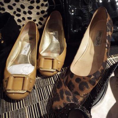 JIMMY CHOO, FERRAGAMO, KATE SPADE, MUANO, MANOLA BLAHNIK, PRADA, HGL SHOES, LOW BOOTS AND SANDALS IN SIZE 7.