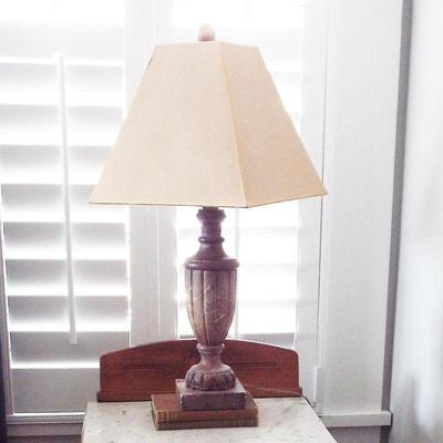 CARVED ALABASTER LAMP