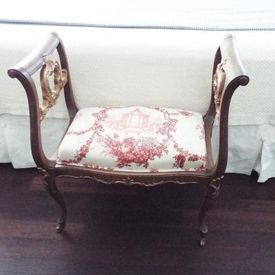 ANTIQUE CLIENT’S GREAT-GRANDMOTHER’S HIGHLY DECORATIVE ART NOUVEAU BENCH/CHAIR