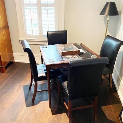 GAME TABLE WITH FOUR LEATHER ARHAUS CHAIRS