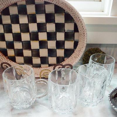 MACKENZIE CHILDS COURTLY BLACK AND WHITE CHECK TRAY