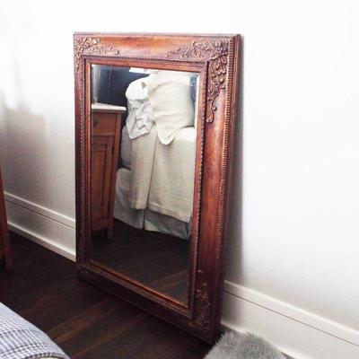 LARGE GILT FRAME ORNATE RECTANGULAR MIRROR