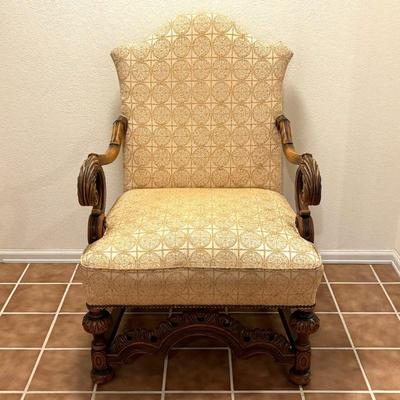 Lot #70 - Elegant Antique Style Chair with Intricate Detailing.