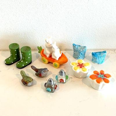 Lot #17 - Ceramic Salt & Pepper Shaker Lot - Bunnies, Birds, Floral, Polka Dot & More!