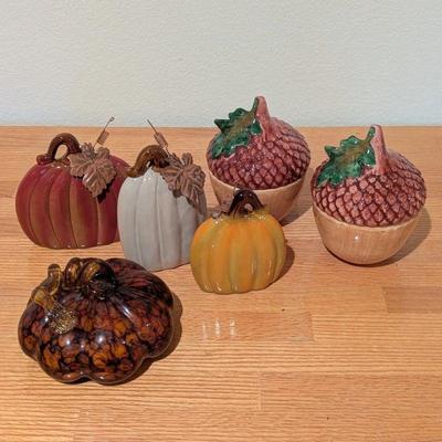 Lot #149 - Autumn Decor Lot - Decorative Pumpkins and Acorns.