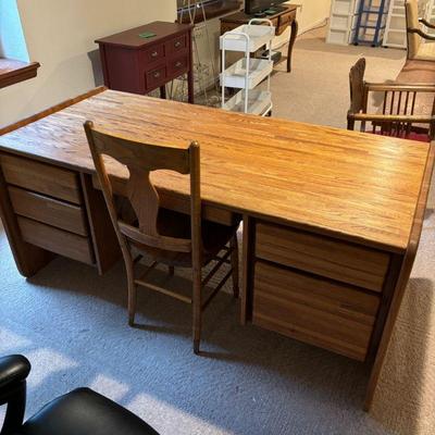 Lot #54 - Wood Desk with Chair and Storage Drawers.