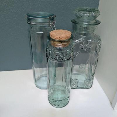 Lot #30 - HiMark Spain, Libbey & 12-Sided Blue Glass Decorative Canisters