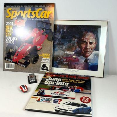 Lot #82 - Automotive Collectors Lot - Art, Magazines Cover Art, and Miniatures.