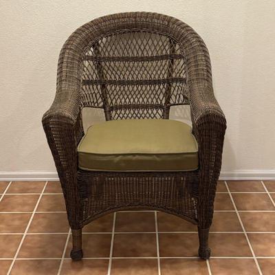 Lot #71 - Wicker Accent Chair with Cushion