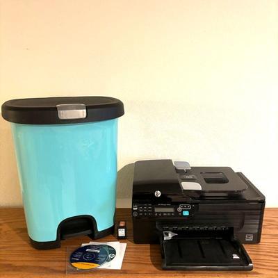 Lot #55 - HP Officejet 4500 All-in-One Printer with Accessories and Trashcan.