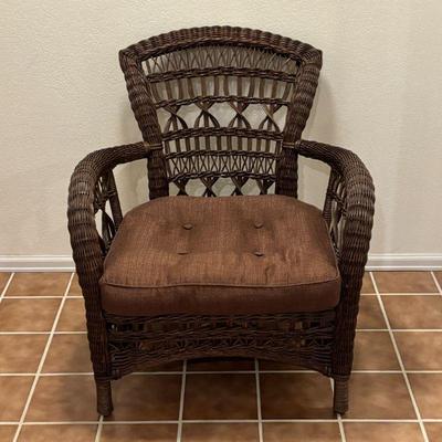 Lot #72 - Wicker Lounge Chair with Cushioned Seat