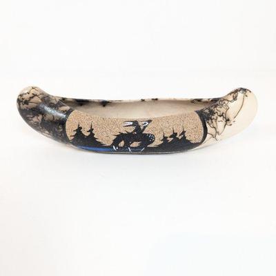 Lot #92 - Handcrafted Decorative Canoe with Scenic Design.