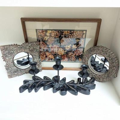 Lot #31 - Jodie Wynn Signed Limited Edition Original Lithograph, Framed, With 2 Heavy Decorative Mirrors & A Candlestick Holder