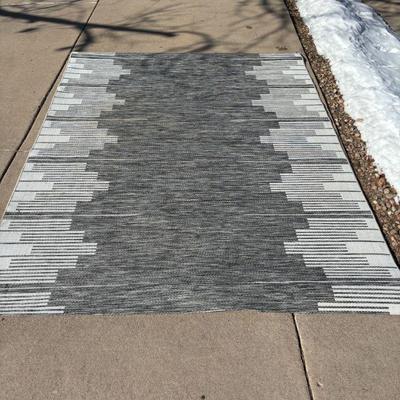 Lot #192 - Graphic Steps Outdoor Rug Black - Target Threshold - 7'10" x 10'
