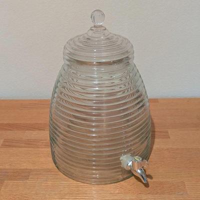 Lot #142 - Beehive Glass Beverage Dispenser with Lid and Tap