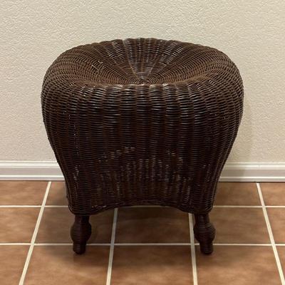 Lot #73 - Woven Accent Stool - Brown Rattan Design.