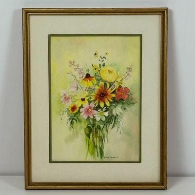 Lot #78 - Framed Watercolor Flower Painting by Ardis Jepsen - 1974.