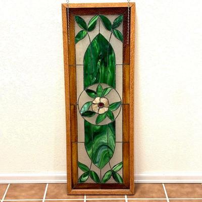 Lot #76 - Stained Glass Panel - Decorative Floral Design.