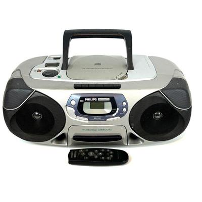 Lot #120 - Philips Magnavox Portable CD and Cassette Player with Remote Control.