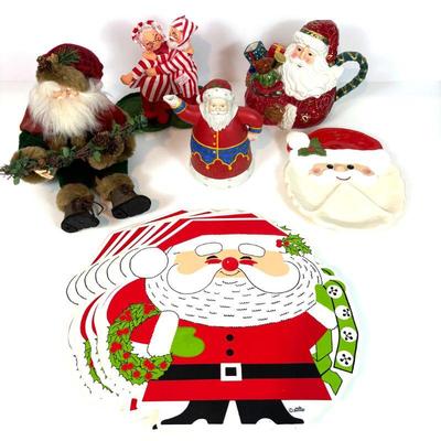 Lot #158 - Santa Decor Lot - Mary Engelbreit for Hallmark, Dillard's Trimmings, Annalee 90, and more.