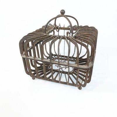 Lot #97 - Iron Bird Cage and Wire Basket Set