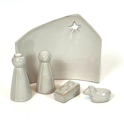 Lot #160 - Unique Modern Stoneware Nativity Scene