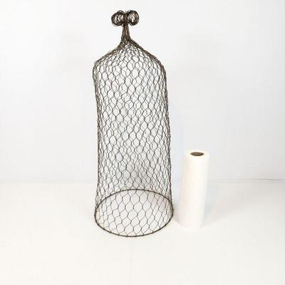 Lot #89 - Vintage Wire Cloche with Decorative Bow - XL