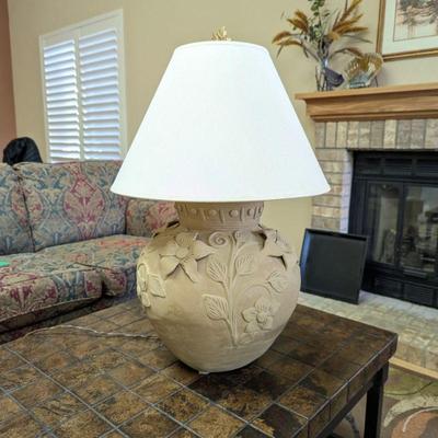 Lot #8 - Decorative Plaster Lamp with Floral Design