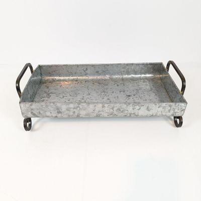 Lot #98 - Galvanized Metal Tray with Decorative Handles.