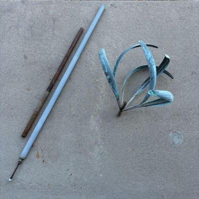 Lot #181 - Mark White Fine Art 14" Outdoor Garden Kinetic Wind Sculpture | Copper, Stainless Steel Rose Wind Spinner