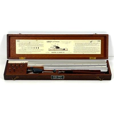 Lot #132 - Vintage Keuffel & Esser Co. Leroy Lettering Set Drafting Kit Mahogany Wood Case