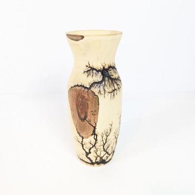 Lot #91 - Handcrafted Wooden Vase with Unique Patterns