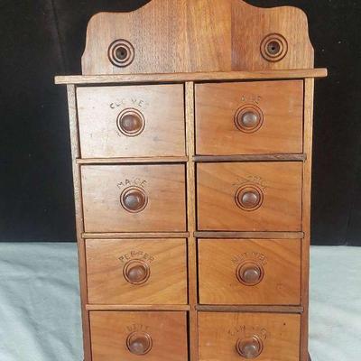 Vintage Wooden Spice Cabinet 8 Drawer