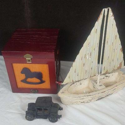 Decorative Toy Collection - Jack-in-the-Box, Sailboat, and Car