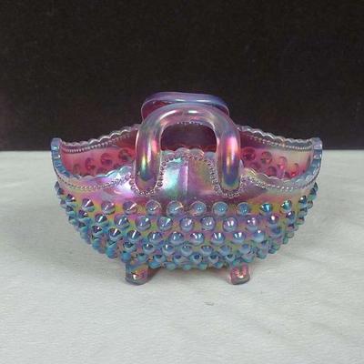 Rare Vintage Fenton Plum Opalescent Hobnail Basket