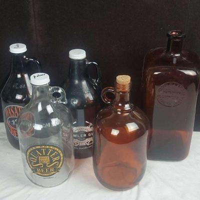 Vintage Growlers & Antique-Style Medicine Bottles - Set of 5