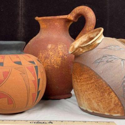 Handcrafted Native American Pottery - 3 Unique Pieces