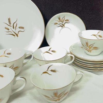 Vintage Dinnerware Set with Wheat Motif