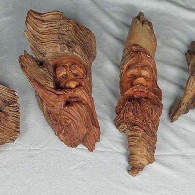 Whimsical Hand-Carved Gnome Head Collection