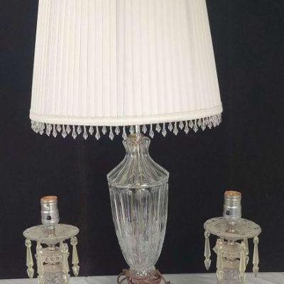 Tall Glass Lamp Trio Collection - Floral & Crystal Accents