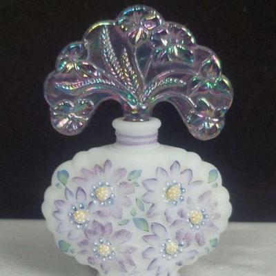 Rare Vintage Fenton Hand-Painted Signed Perfume Bottle